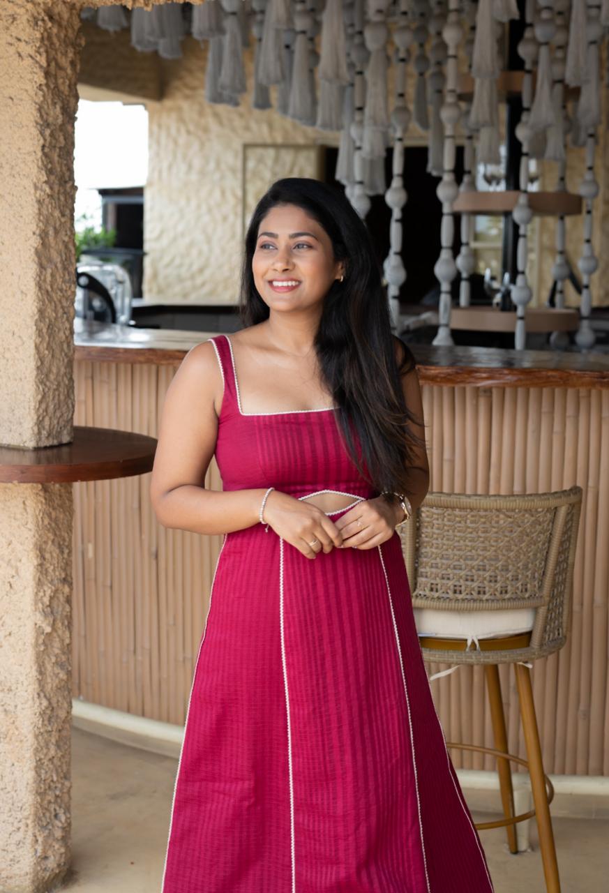 Berry Wine Cut-Out Dress